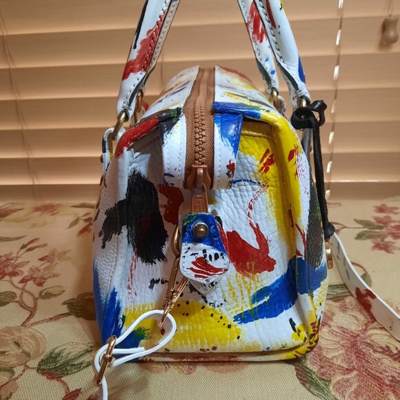 Dooney & Bourke Dipinta Inspired Hand Painted Vintage Zip Satchel Rare Dooney - Picture 6 of 14